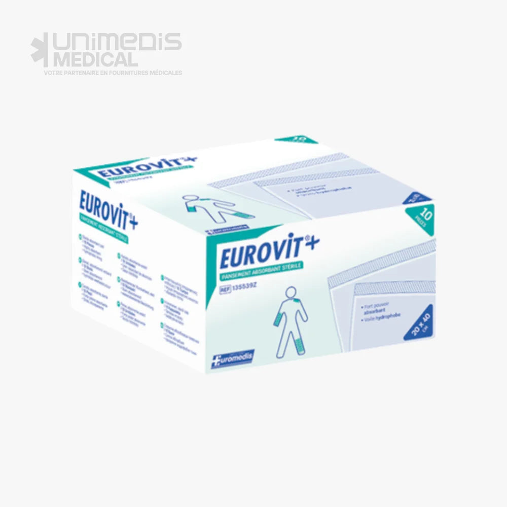 EUROMEDIS - Pansement absorbant (américain) stérile 20x40cm EUROVIT+ Pansements absorbants